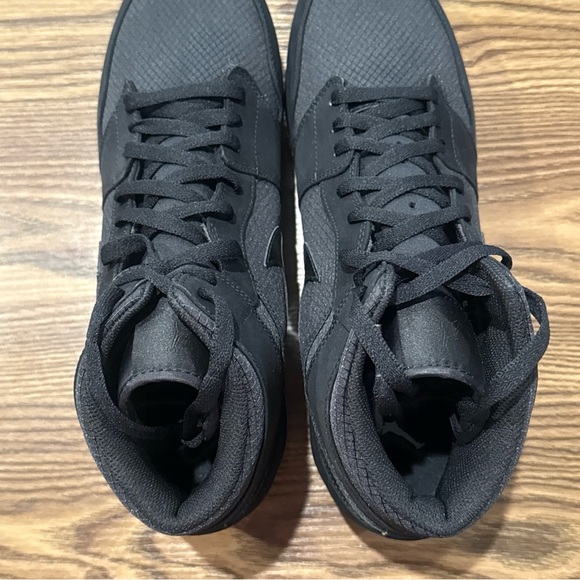 Size 14 Air Jordan 1 Retro MCS Suede Baseball Cleats Triple Black AV5354-002 - Picture 5 of 13